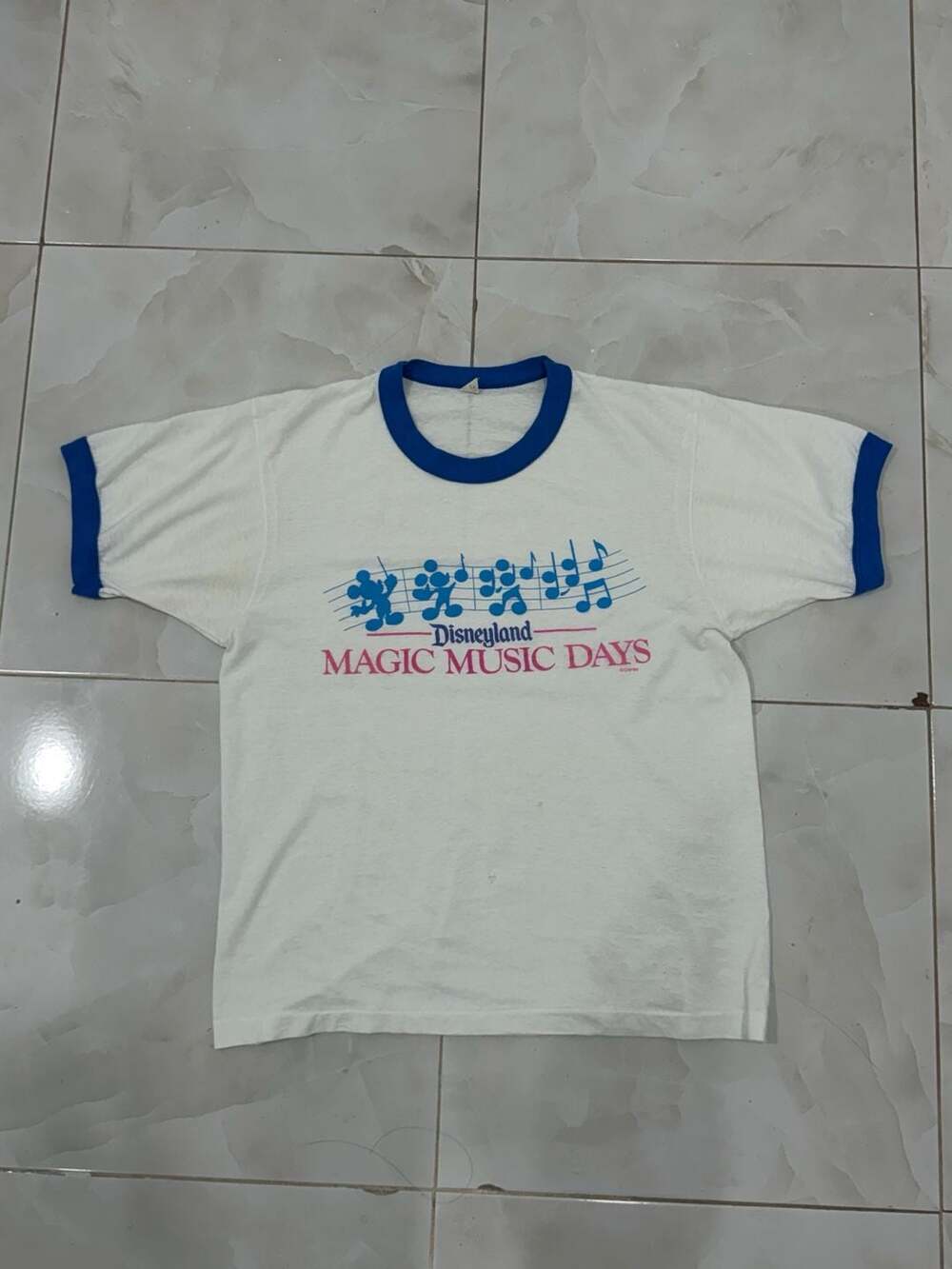 Vintage 80s Disneyland Magic Music Days Mickey Mouse Ringer T-Shirt